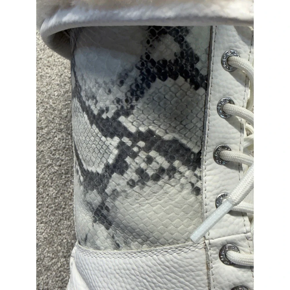 RARE UGG Adirondack II Tall White Snakeskin Leather Waterproof Boots  W6.5